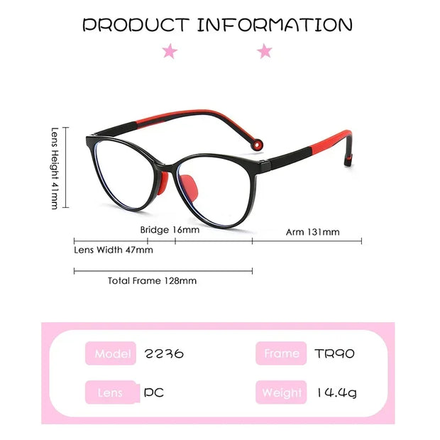 Blue Light Blocking Glasses for Kids, TR90 Frame Screen Protection Eyewear for Gaming & Study