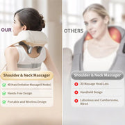Cordless Shiatsu Neck & Shoulder Massager with Heat, Deep Tissue Electric Back, Waist & Trap Massager for Pain Relief at Home or Office